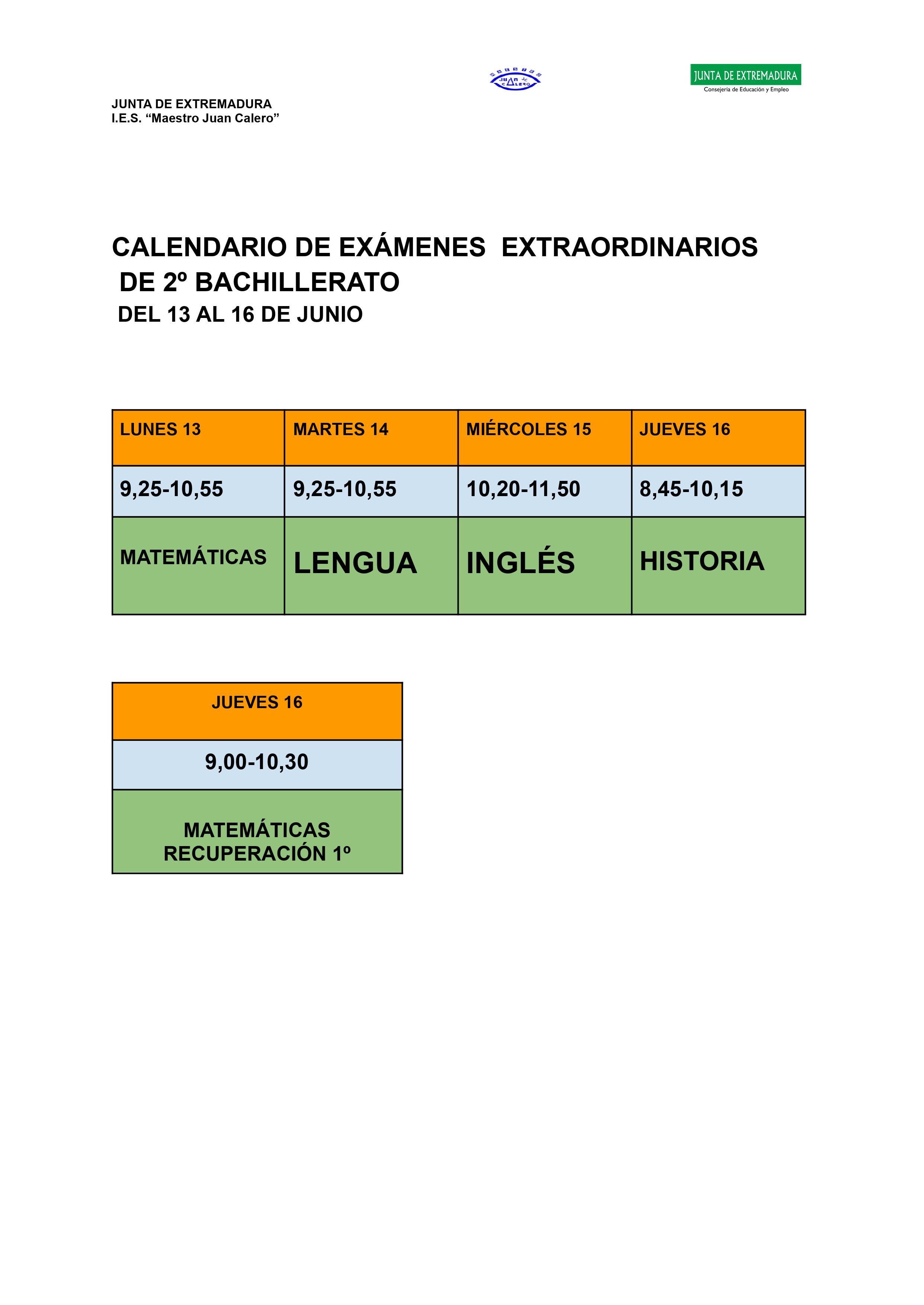 PRUEBAS EXTRAORDINARIAS